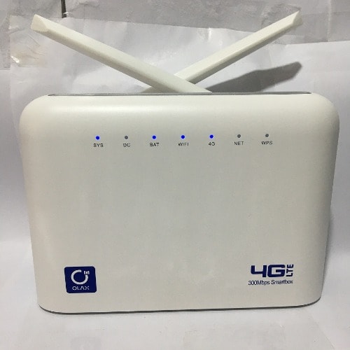 Olax 4G LTE 300 Mbps Universal Router With 5 Hours Inbuilt Battery - 2 Antennas & 4 LAN Ports