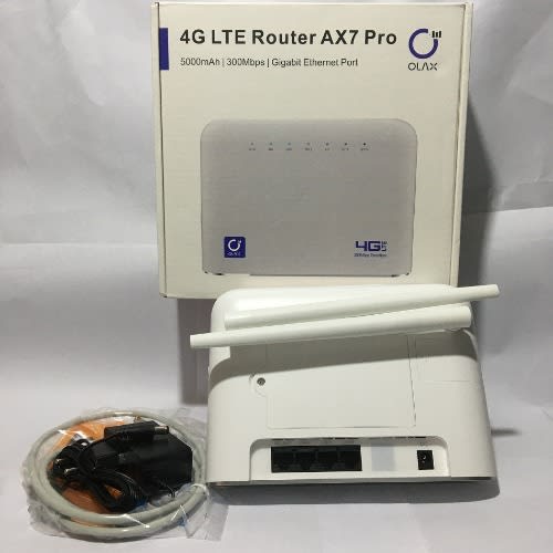 Olax 4G LTE 300 Mbps Universal Router With 5 Hours Inbuilt Battery - 2 Antennas & 4 LAN Ports