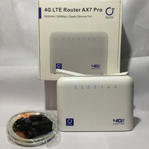 Olax 4G LTE 300 Mbps Universal Router With 5 Hours Inbuilt Battery - 2 Antennas & 4 LAN Ports