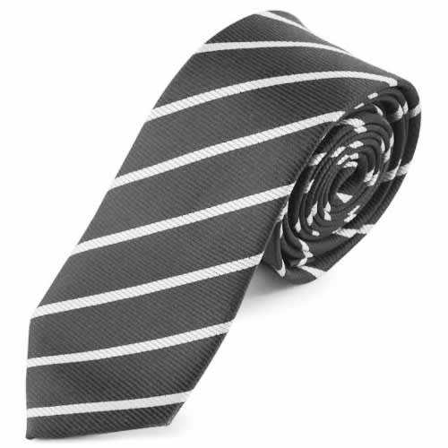 Men's Formal Shirt With Matching Tie  - White & Striped Black