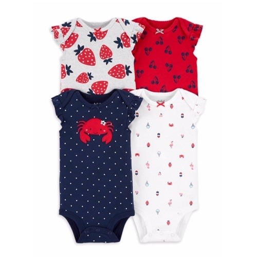 Baby Girl Sleeveless Bodysuits - 4 Pack