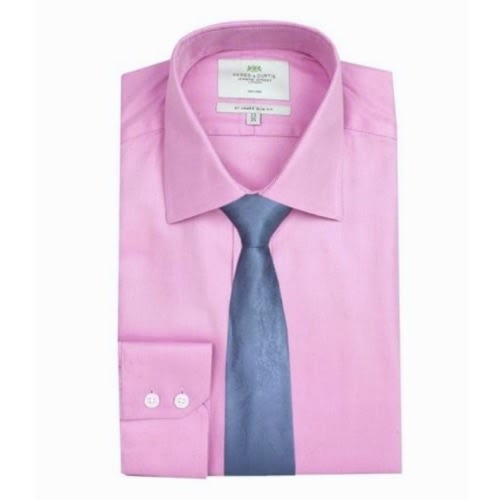 Men's Formal Shirt With Matching Tie  - Pink And Grey