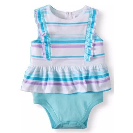 Baby Girl Peplum Flutter Striped Bodysuit