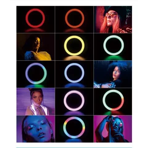 18 Inches Rgb Ring Light + 3 Phone Holders + Remote + Tripod Stand + Plug-in Wire + Bag
