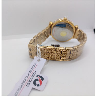 Forecast Rotatable Ice Out Rhinestone Round Unisex Watch- Champagne Gold