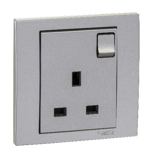 Gang Switched Socket - KB15_AS - Aluminum - Silver