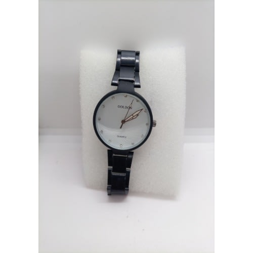 Classic Unisex Black Steel Watch - White Face