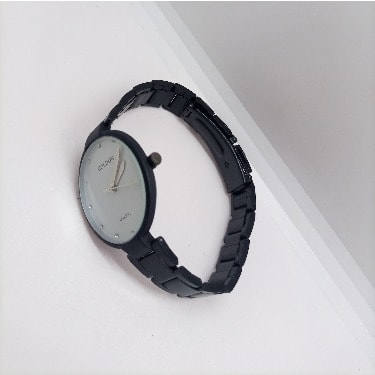 Classic Unisex Black Steel Watch - White Face