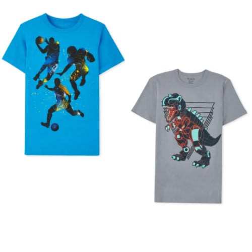 Boys Dinosaur Basketball Soccer T-shirt - Grey And Blue
