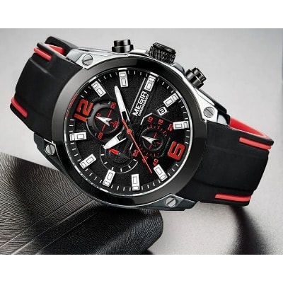 Chronograph Sports Watch Reloj Hombre - Gym Red