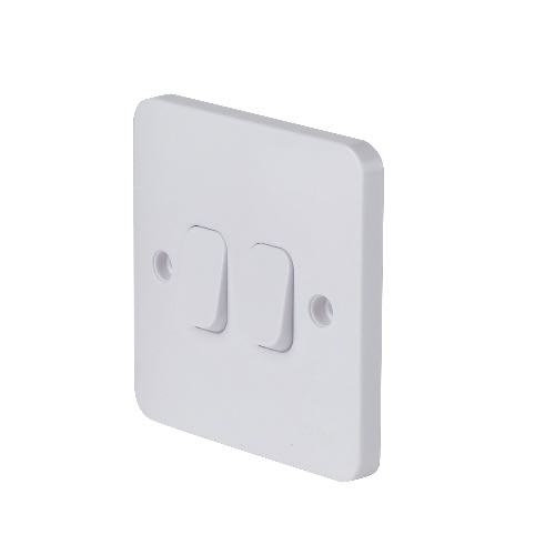 Lisse- Plate Switch - 2 Gangs 2 Way - 10ax - White