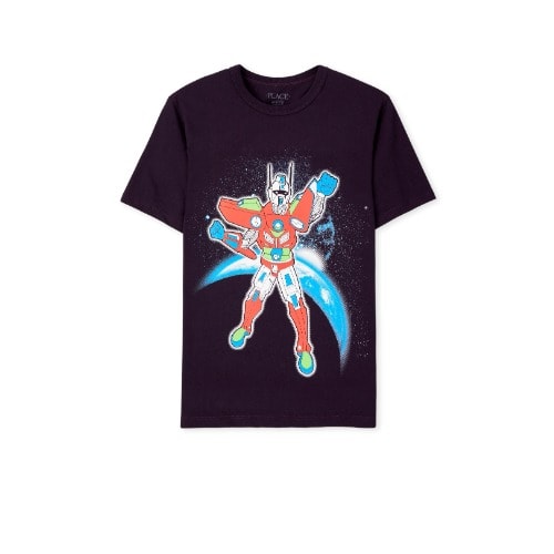 Boys Robot Cop Graphic T-shirt - Burgundy