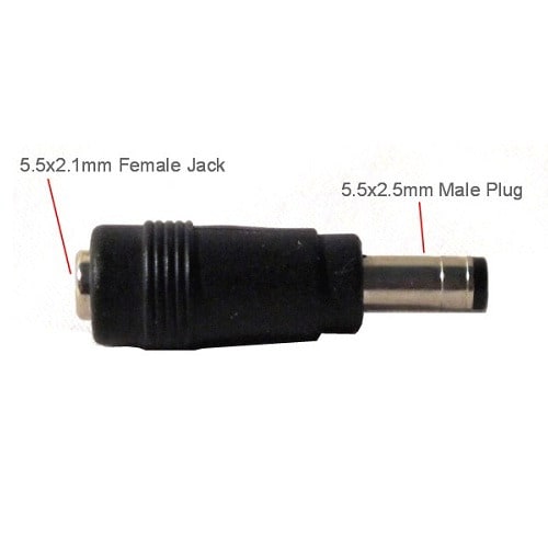 Power Tip Dc Barrel Plug Changer Adapter 5.5mm 2.5mm Male To 5.5mm 2.1mm Female + Male To Male Cable