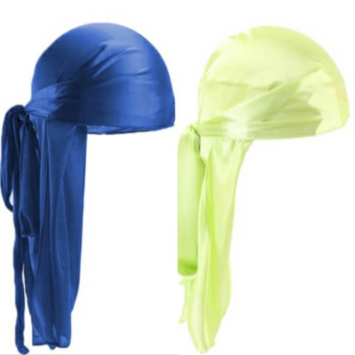 2 In 1 Silky Durags(Royal blue & Lime green)
