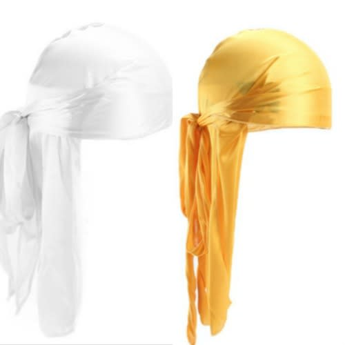 2 In 1 Silky Durags - White And Yellow