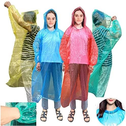Unisex Transparent Rain Coat With Hood - 4pcs