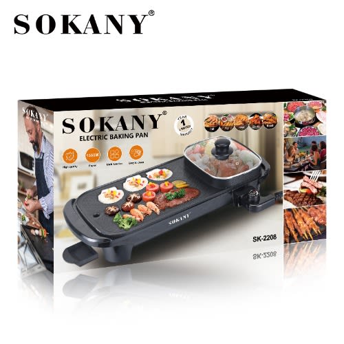 2 In 1Electric Barbecue Machine Pot Pan -  24" - 220v - 1600w