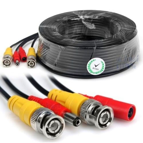 50 Meter Bnc Video Power Cable For Cctv Camera Dvr Security System