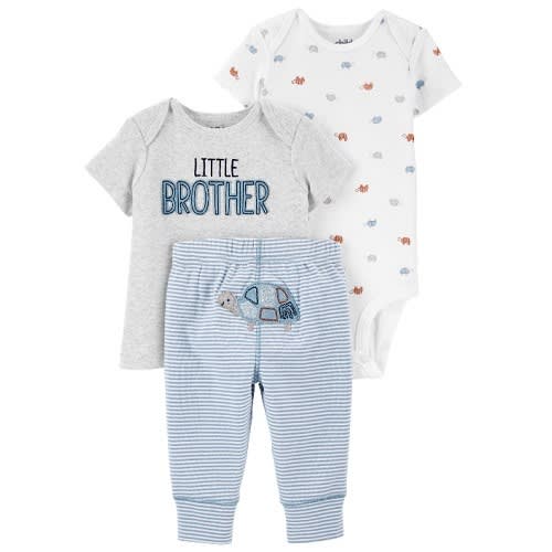 Child Of Mine Newborn Baby Boys Short Sleeve Shirt, Bodysuit & Pant 3pc - Little Brother