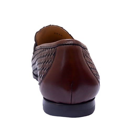 Brown Hand Weaved Shoe With Gold Accessory