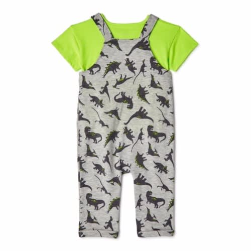 Baby Boy Overall Dino Pinafore Outfit Set -3Pieces