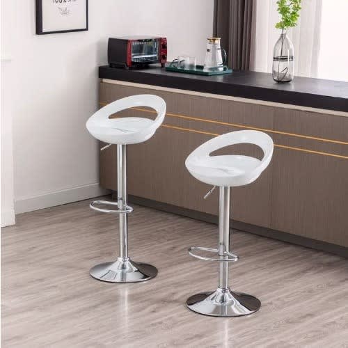 Plastic Adjustable Bar Stool - Set Of 2 - White