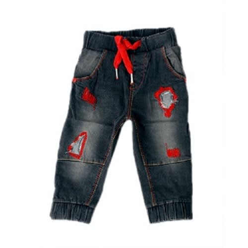 Boys Jean Trouser With Red Design