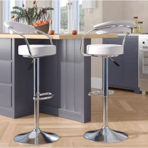 Set Of 2 Round Barstool -White