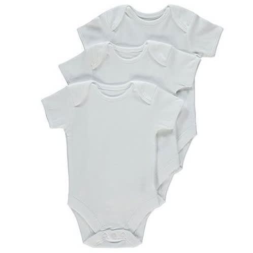 3 Pack Short Sleeve Baby Bodysuits - White