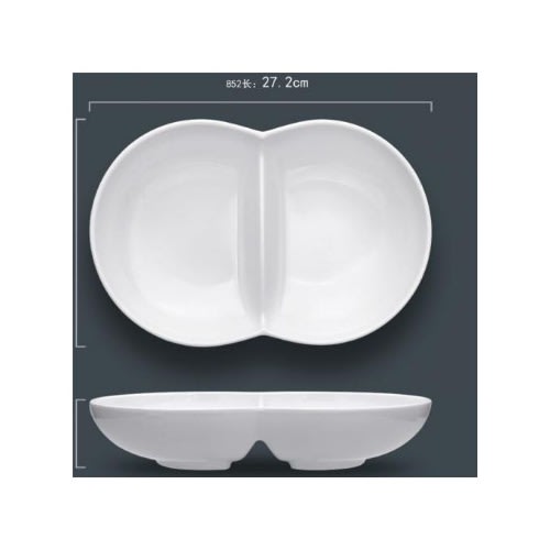 2 Compartment Unbreakable Ceramic Plates - 3pcs