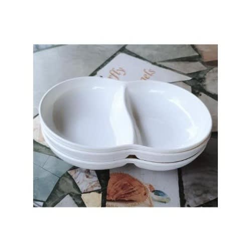 2 Compartment Unbreakable Ceramic Plates - 3pcs