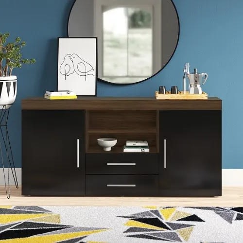Vic Sideboard 2 Door 2 Drawer Sideboard -Walnut & Black