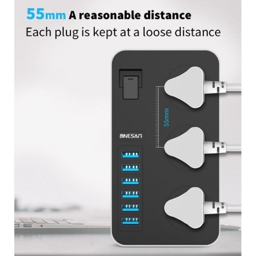 Tb-t09 6 Usb Port 3 Power Strips Plug 3000w Power Extension Socket 3.1a
