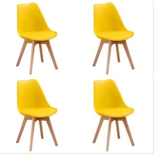 Modern Dining Chairs - Set Of 4 - Yellow