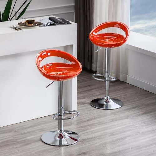 Plastic Adjustable Bar Stool 01 - set Of 2- Orange