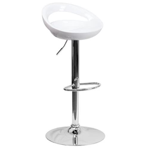 Plastic Adjustable Bar Stool - White