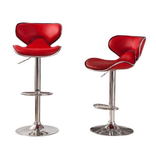 Adjustable Bar Stool - set Of 2- Red