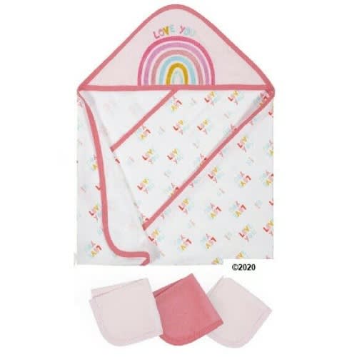 Terry Love You Hooded Towel And Washcloth -Pack Of 4
