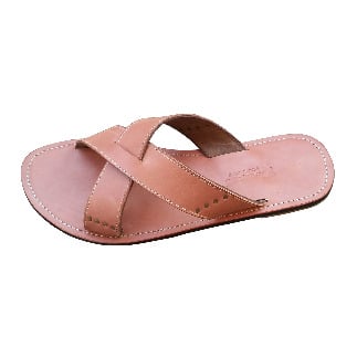 Simple Crossed Slippers - Brown