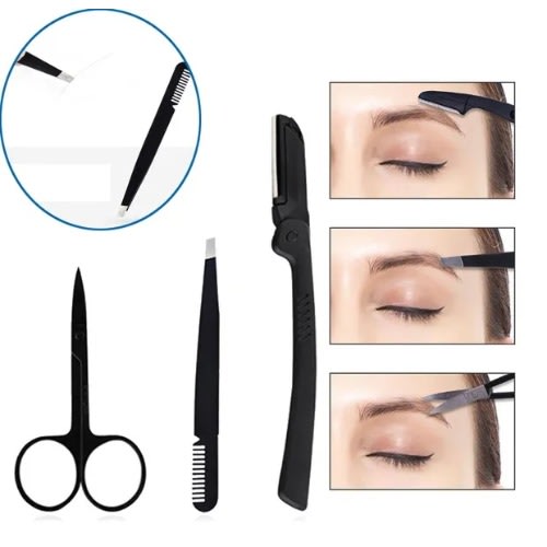 Stainless Eyebrow Trimming Tool Set -3pieces