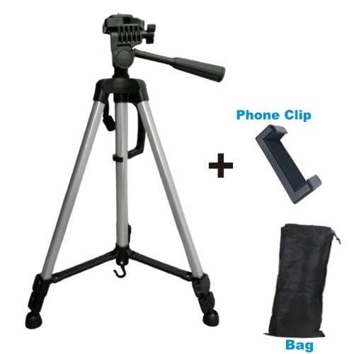 Tripod Stand With Phone Adapter And Bag - 3366 - Silver