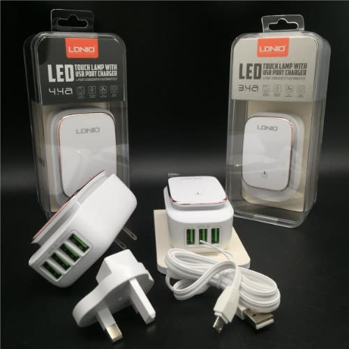 4 Port Usb Chargerwith Led Lighting For Android User
