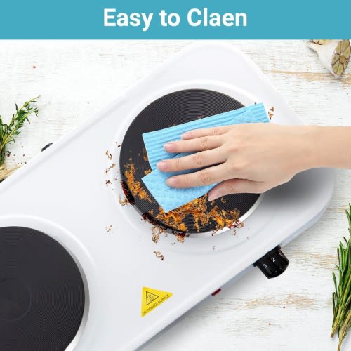 Double Hot Plate For Precise Table Top Cooking With Adjustable Thermostat - 2000W