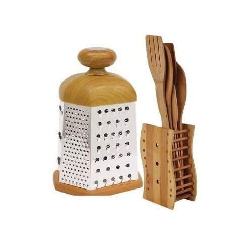 Wooden Spoon Set +  Grater Bundle