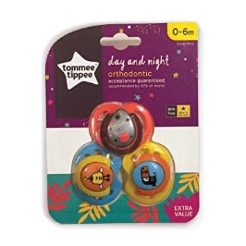 Day & Night Orthodontic Acceptance Guaranteed Baby Pacifier- Pack Of 3