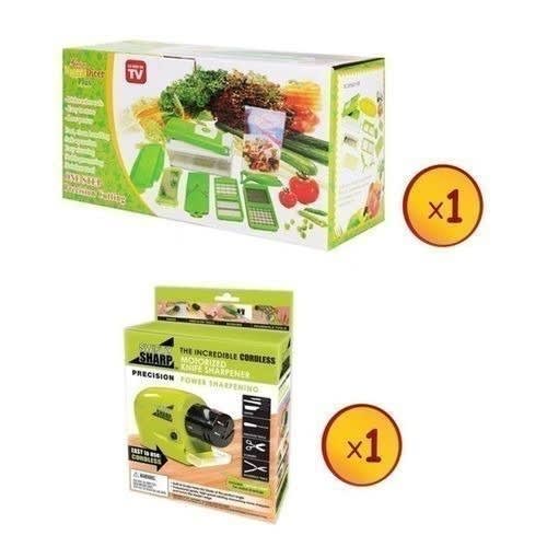 Nicer Dicer Plus (12 Precision Cutting Tools) And Knife Sharpener Combo  3.8 Out Of 5