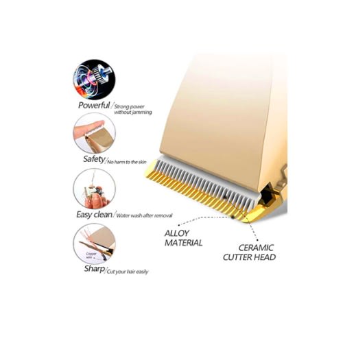 Rechargeable Hair Clipper With Multiple Trimmers - Gold - EHC-01