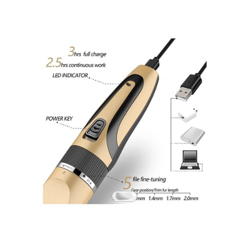 Rechargeable Hair Clipper With Multiple Trimmers - Gold - EHC-01