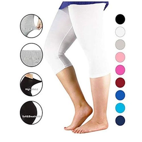 Three Quarter Capri Leggings - White