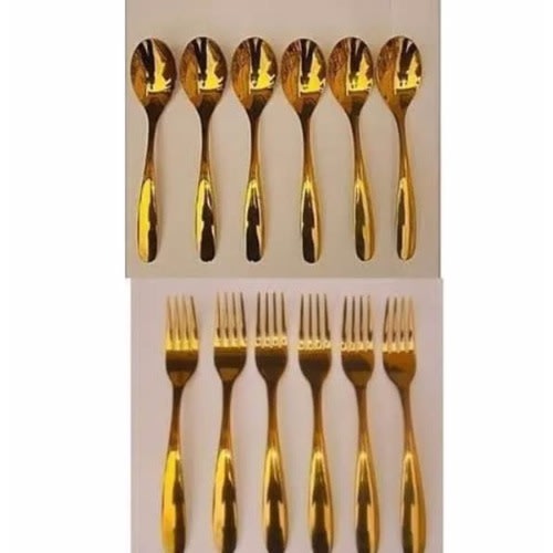 Gold Spoon And Fork - 12 Piee